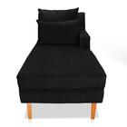 Divã Chaise Jade 1,60 Cm Pés Chanfrado Suede Preto