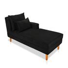 Divã Chaise Jade 1,60 Cm Pés Chanfrado Suede Preto