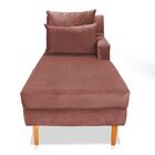 Divã Chaise Jade 1,60 Cm Pés Chanfrado Suede Rose