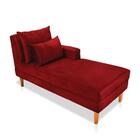 Divã Chaise Jade 1,60 Cm Pés Chanfrado Suede Vermelho