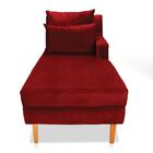 Divã Chaise Jade 1,60 Cm Pés Chanfrado Suede Vermelho