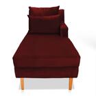 Divã Chaise Jade 1,60 Cm Pés Chanfrado Suede Vinho Bordô