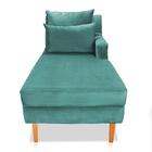 Divã Chaise Jade 1,60 Cm Pés Chanfrado Veludo Azul Turquesa