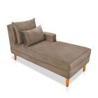 Divã Chaise Jade 1,60 Cm Pés Chanfrado Veludo Cappuccino