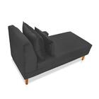 Divã Chaise Jade 1,60 Cm Pés Chanfrado Veludo Grafite