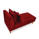 Divã Chaise Jade 1,60 Cm Pés Chanfrado Veludo Vermelho