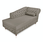 Divã Chesterfield 165 Cm Capitonado Com Strass Suede Marrom R