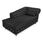 Divã Chesterfield 165 Cm Capitonado Com Strass Suede Preto M1