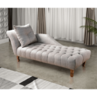 Divã Chesterfield Anna Recamier 160cm Via Encanto Bege Lado E