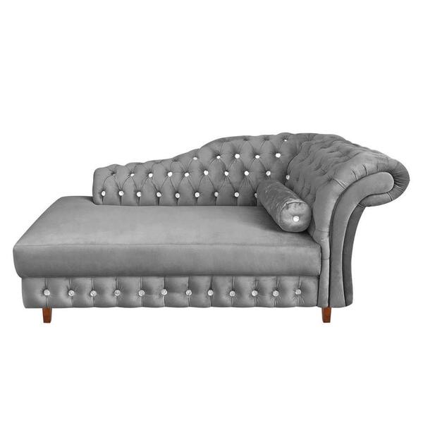 Divã Chesterfield Juliette 160cm Pés Chanfrado Grafite