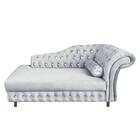 Divã Chesterfield Juliette 160cm Pés Chanfrado Veludo Cinza