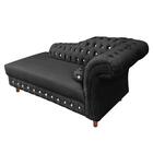 Divã Chesterfield Juliette 160cm Pés Chanfrado Veludo Preto