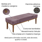 Divã Recamier Banco Base Madeira Para Quarto Gênova 195cm Vel