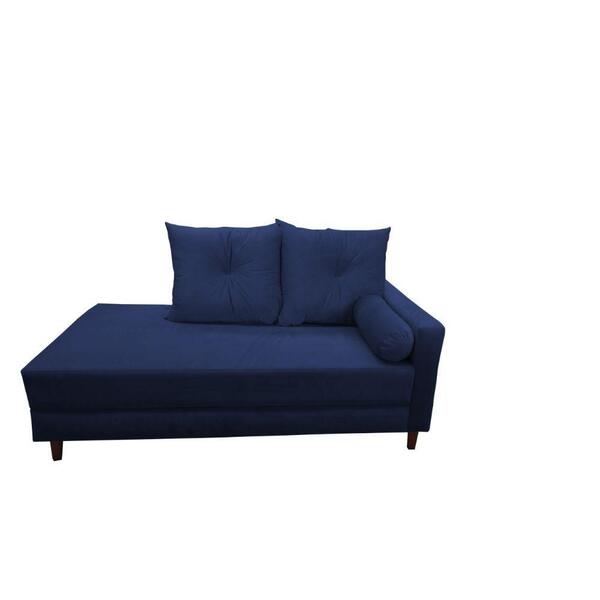 Divã Recamier Berlim 1,80 Cm Lado Direito Suede Azul Marinho