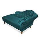 Divã Recamier Capitonê Mônaco 165 Cm Acetinado Azul Pés Chanf