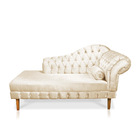 Divã Recamier Capitonê Mônaco 165 Cm Acetinado Bege Pés Chanf