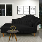 Divã Recamier Capitonê Mônaco 165 Cm Acetinado Preto Pés Chan