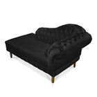 Divã Recamier Capitonê Mônaco 165 Cm Acetinado Preto Pés Chan