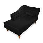 Divã Recamier Capitonê Mônaco 165 Cm Acetinado Preto Pés Chan