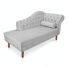 Divã Recamier Capitonê Mônaco 165 Cm Suede Cinza Pés Chanfrad