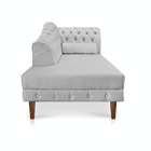 Divã Recamier Capitonê Mônaco 165 Cm Suede Cinza Pés Chanfrad