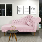 Divã Recamier Capitonê Mônaco 165 Cm Suede Rosa Bebê Pés Chan