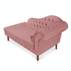 Divã Recamier Capitonê Mônaco 165 Cm Suede Rose Pés Chanfrado