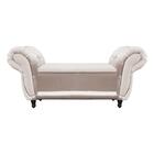 Divã Recamier Com Baú Grécia 1,55 Cm Suede Bege Acetinado