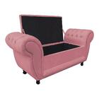 Divã Recamier Com Baú Grécia 1,55 Cm Suede Rose