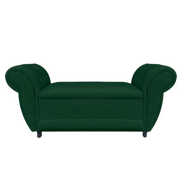 Divã Recamier Com Baú Grécia 1,55 Cm Suede Verde