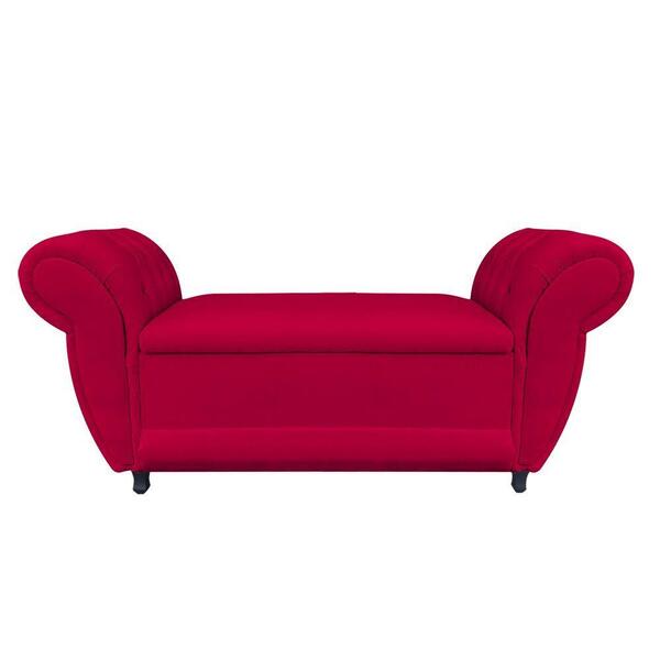 Divã Recamier Com Baú Grécia 1,55 Cm Suede Vermelho