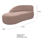 Divã Recamier Curvo Luna 185cm Lado Esquerdo Linho - Doce Son