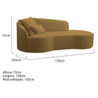 Divã Recamier Curvo Sala De Estar Recepção Inglaterra 150cm L