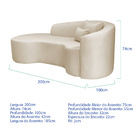 Divã Recamier Curvo Sala De Estar Recepção Inglaterra 200cm L