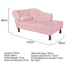 Diva Recamier Diana 130cm Lado Direito Suede - Doce Sonho Móv