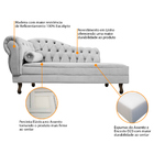 Divã Recamier Diana Lado Direito 120cm Linho - Doce Sonho Móv