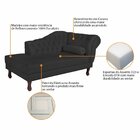 Diva Recamier Dora 185cm Lado Esquerdo Corano Preto