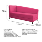 Divã Recamier Heitor 140cm Com Almofada Lado Direito Suede -