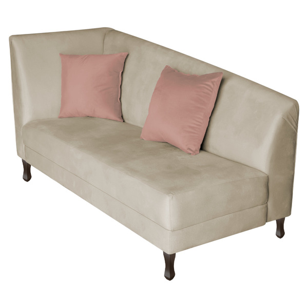 Divã Recamier Heitor 140cm Com Almofada Lado Direito Suede -