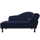 Divã Recamier Juliana 185cm Lado Esquerdo Suede Azul Marinho