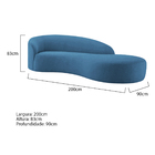 Divã Recamier Orgânico França 200cm Lado Direito Linho - Amar