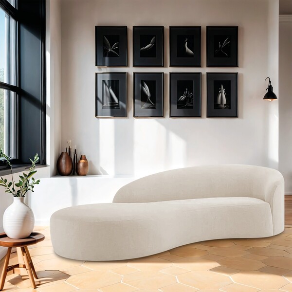 Divã Recamier Orgânico França 200cm Lado Esquerdo Linho - Ama