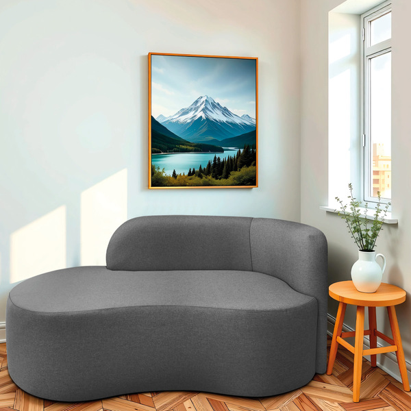 Divã Recamier Orgânico Tokyo 180cm Lado Esquerdo Linho - Cinz