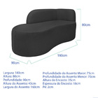 Divã Recamier Orgânico Tokyo 180cm Lado Esquerdo Linho - Preto