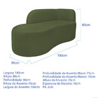 Divã Recamier Orgânico Tokyo 180cm Lado Esquerdo Linho - Verde