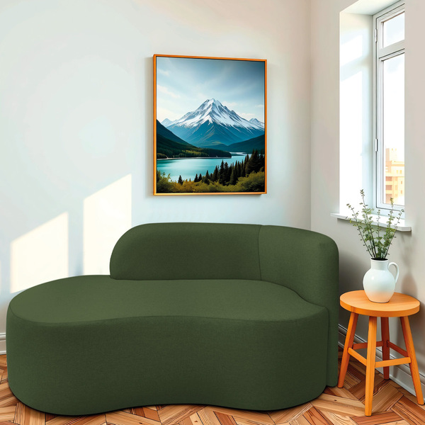 Divã Recamier Orgânico Tokyo 200cm Lado Esquerdo Linho - Verde