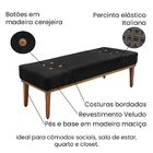 Divã Recamier Retrô Base Madeira Para Quarto Gênova 140cm Vel