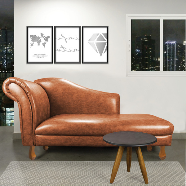 Divã Recamier Samartim 165 Cm Corano Nozes Pés Retrô M11 - D'