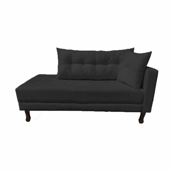 Divã Recamier Troya 1,40 Cm Lado Direito Suede Preto