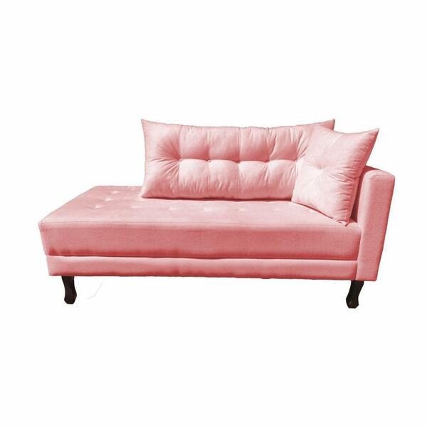 Divã Recamier Troya 1,40 Cm Lado Direito Suede Rose